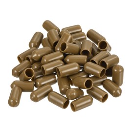 QUARKZMAN Pack of 50 Rubber End Caps Rubber Caps 7 mm ID Sealing Cap Chair Leg Caps Protective Caps Vinyl PVC Round Tube Bolt Cap Cover Screw Thread Protective Caps Light Brown