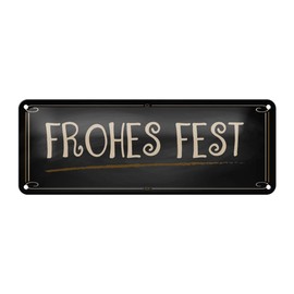Ontrada Blechschild 27x10cm gewölbt Frohes Fest Deko Geschenk Schild