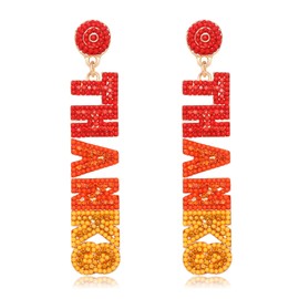 Thanksgiving Earrings for Women Autumn Fall Dangle Earrings Beaded Pumpkin Earrings Rhinestone Letter THANKS Earrings for Party Jewelry Gifts
