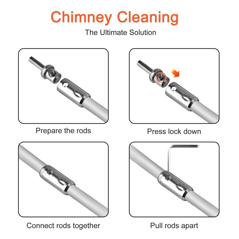 Chimney Sweep Brushes Replacement,Rotary Sweep DIY Set With Aluminum Chimney