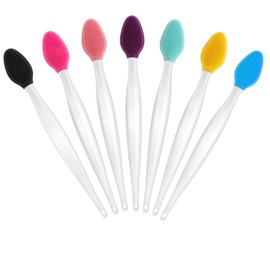 7 Pcs Lip Brush Tool Gentle Lip Scrub Double-Sided Silicone Mini Exfoliating Gloss Applicators Makeup Cleansing Kits for Smooth Soft Bright Healthy Men Women