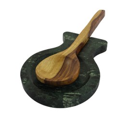 Marbco Marble Spoon Rest, Ladle Holder, Marble Spoon Rest Holder for Stove Kitchen, Heavy Duty, Dishwasher Safe (Design 1, Green)