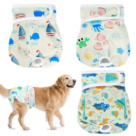 Pack of 3 Reusable Dog Nappies, Highly Absorbent Panties for Female Pets, Hygienic Washable Nappies for Dogs, Nappies for Female Dogs in Heat and Incontinence (m, Pattern 5)