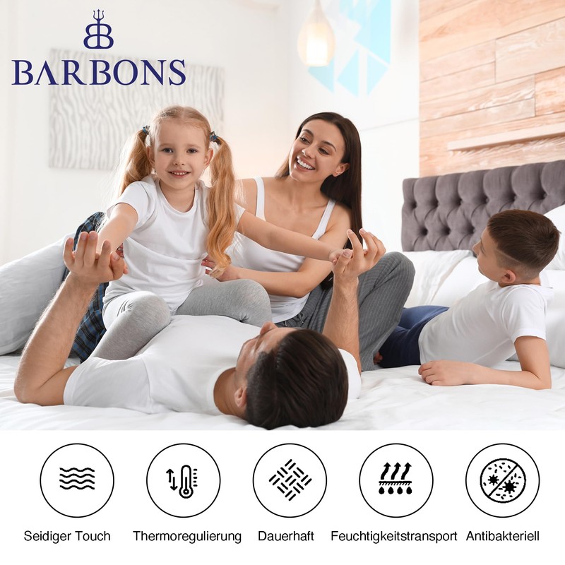 BARBONS Fitted Sheet 90 x 200 cm, 100% Cotton Fitted