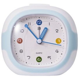 NQQNQQ K-KY 4" Silent Analog Alarm Clock, Non-Ticking, Battery Operated, Snooze & Night Light, Easy to Set, Gentle Wake for Bedroom & Travel. (Blue)