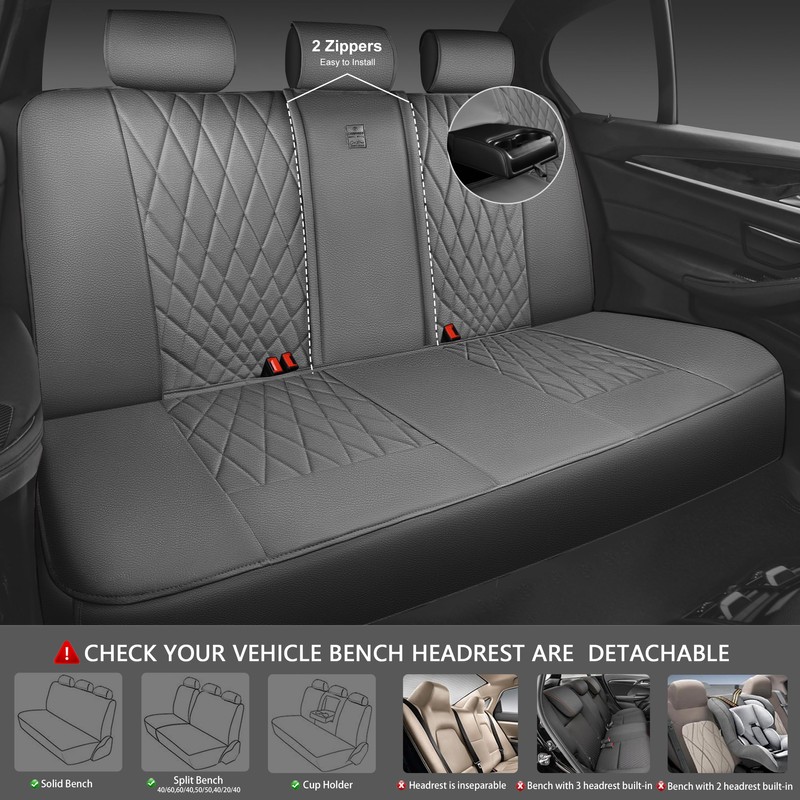 CAR PASS Piping Luxury Leather Seat Covers Full Set,5 Seats