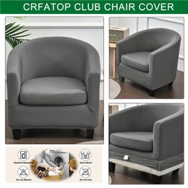 CRFATOP 2 Piece Club Chair Slipcover Stretch Barrel Chair Covers Solid Tub Chair Slipcovers Soft Spandex Armchair Sofa Cover Removable Couch Furniture Protector Arm Chair Cover for Living Room,03
