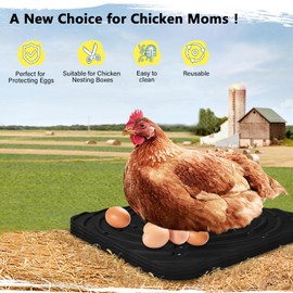 COCIVIVRE 4 Pack Washable Chicken Nesting Pads for Coop Silicone Nesting Pads for Chicken Coop Nesting Box for Laying Eggs 12"x 12" Reusable Chicken Laying Pads with Clean Brush -Style A Black