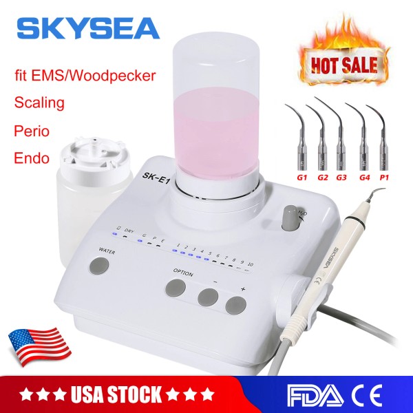 SKYSEA Detachable Dental Ultrasonic Scaler 2*Bottles + Handpiece Tips For