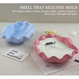 Wehous Shell Candle Holder Silicone Mold, Marine Tray Resin Mold, 3D Container Epoxy Jewelry Holder, Candle Vessels Bowl for Concrete Resin Art Storage Crafts, Succulent Pot Decor