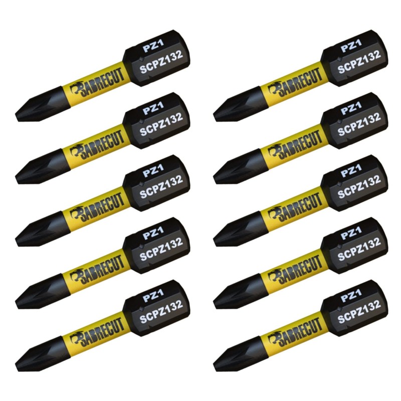 10 x SabreCut SCPZ132_10 32mm PZ1 Magnetic Impact Screwdriver Driver