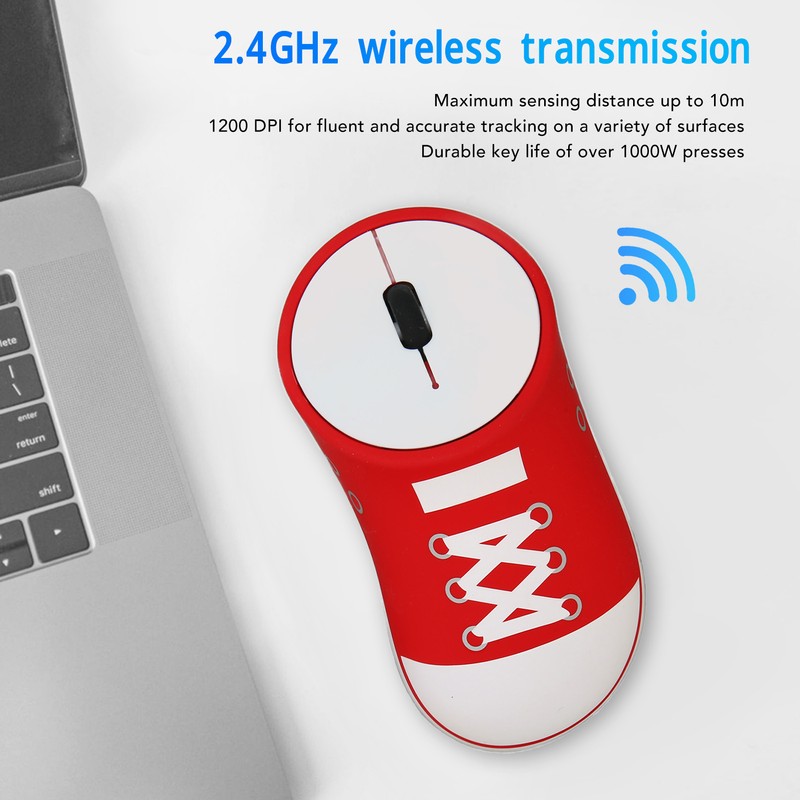 2.4G Shoe Wireless Mouse 1200DPI Slim Optical Portable Cute Ergonomic