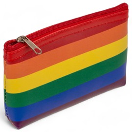 MIJOMA Rainbow Stripe Mini Purse Pride Faux Leather 13x9cm Zip Multipurpose Wallet, multicoloured, mini wallet