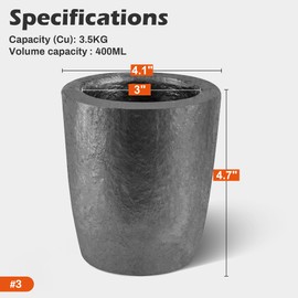 M Masters #3-3.5KG Premium Black Silicon Carbide Graphite Crucibles Cup Furnace Torch Melting Casting Refining for Aluminum, Gold, Silver, Copper, Brass Withstand 1800 ℃/3272℉