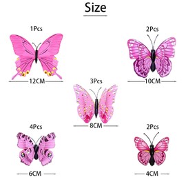Pack of 24 3D Butterflies Decorative Butterfly Wall Decoration 3D Butterfly Stickers Decorations (Pink)