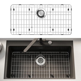 DPZM 28-7/8’’ x 14-3/8’’ Stainless Steel Sink Protector, Sink Protectors for Kitchen Sink, Sink Grid, Sink Grate for Bottom with Rear Drain, Metal Sink Rack for Bottom of Sink with Corner Radius