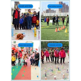 SQAQS 31PCS Toss Game Set, 18cm Sleeve Barrel, Toss Bag Rings Bean Bag for Throwing Game Kids Play Equipment Set, Ring Toss Party Game for Kids Play, Soft Plastic Cones, Outdoor Fun (Solid color)