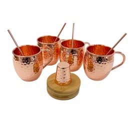 Nat & Jules Round Barrel Copper Tone 16 ounce Stainless Steel Moscow Mule Mugs 13 Piece Set