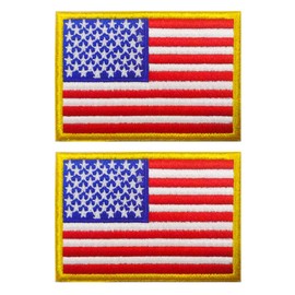 2 PCS USA American Flag Iron on Sew on Patches, United States Glue Back Tags Embroidered Applique Accessories Patch, DIY US 50 Star Badge for Motorcycle Biker Jeans Jacket Backapck Clothes