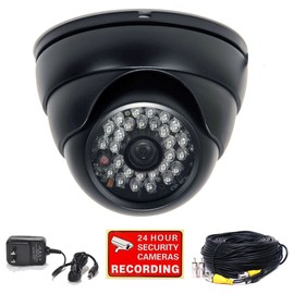 VideoSecu 700TVL Day Night IR Outdoor Security Camera Built-in 1/3" Effio CCD Vandalproof CCTV Camera for DVR Home Surveillance System with Camera Power Supply and Extension Cable 1OE