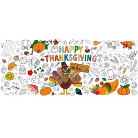 Hoblynth Giant Thanksgiving Coloring Table Cloth for Kids Large Thanksgiving Posters to Color Jumbo Coloring Tablecloth Crafts Thanks Giving Party Home Classroom Wall Banner Decorations 72 x 30in