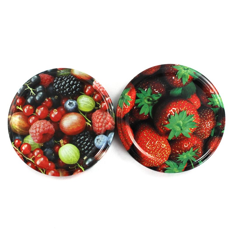 com-four® 20 x Replacement Lids for Jam Jars "Fruit" -