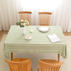 SIELUNO Rectangle Table Cloth Rustic Farmhouse Tablecloth Heavy Duty Cotton Linen Waterproof Wrinkle Free Table Cloths for Kitchen and Dining Room-Hollow Sage Green-Rectangle, 54"x86", 6-8 Seats