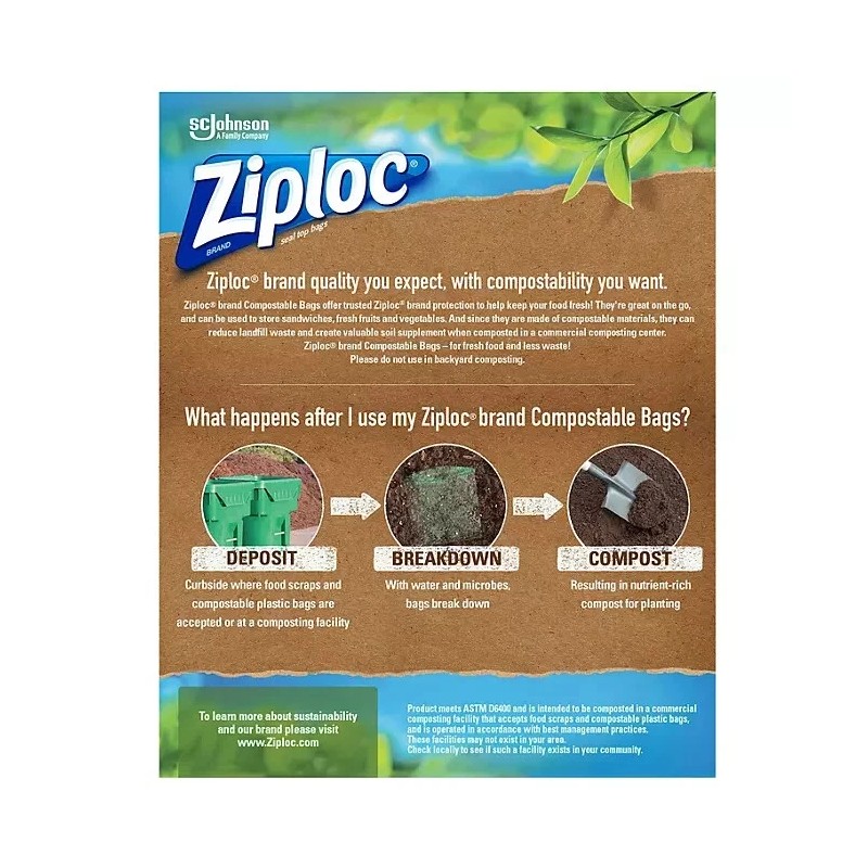 Ziploc Compostable Sandwich Bags, 80 ct.