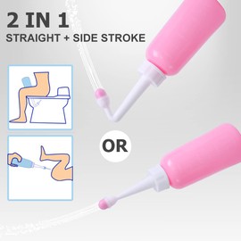 Postpartum Care Bottle, Inverted Nursing Bottle Spray Bottle, Travel Bidet, Woman and Mother and Baby Wash 2 in 1 Handheld Personal Bidet Bottle 350Ml, Resistant to 100ºC, Bonus Bag (Pink)