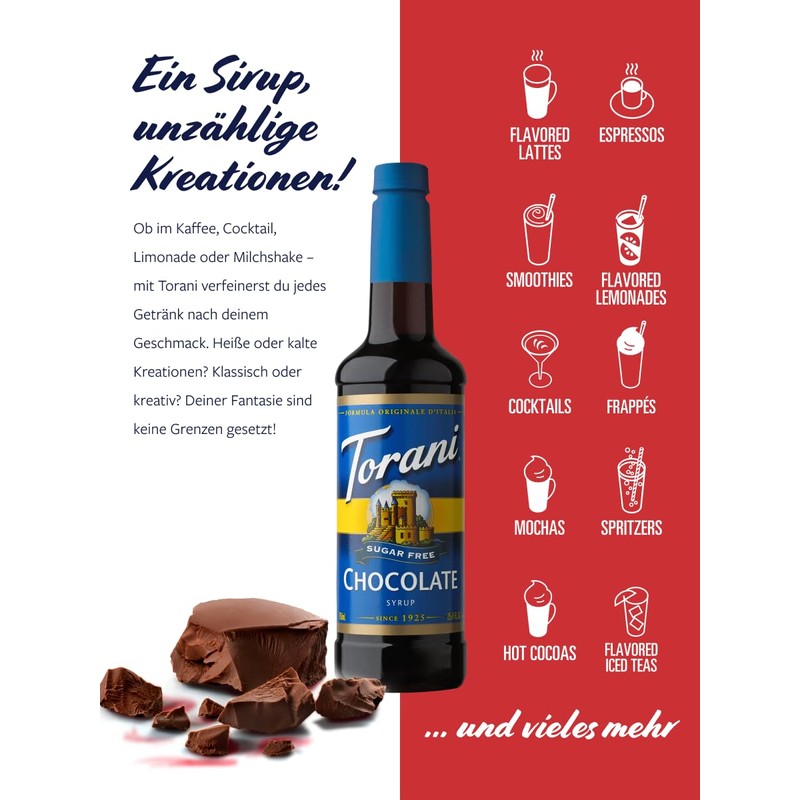 Torani Sugar Free Chocolate Syrup, 25.4 Ounce
