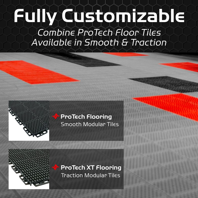 Caliber ProTech Garage Flooring Tiles, 9” x 18” Interlocking Tiles,