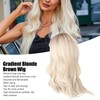 Gradient Blonde Brown Long Curly Wig Women Heat Resistant Synthetic