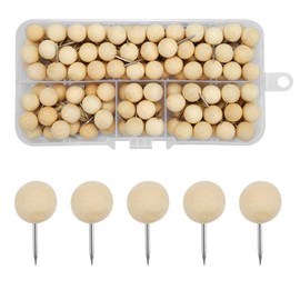 Pack of 130 Wooden Push Pins Wooden Push Pins Pins for Bulletin Board, Push Pins with Wooden Clips, Push Pins, Pin Board Needles for Cork Board, Map, Photos, Crafts