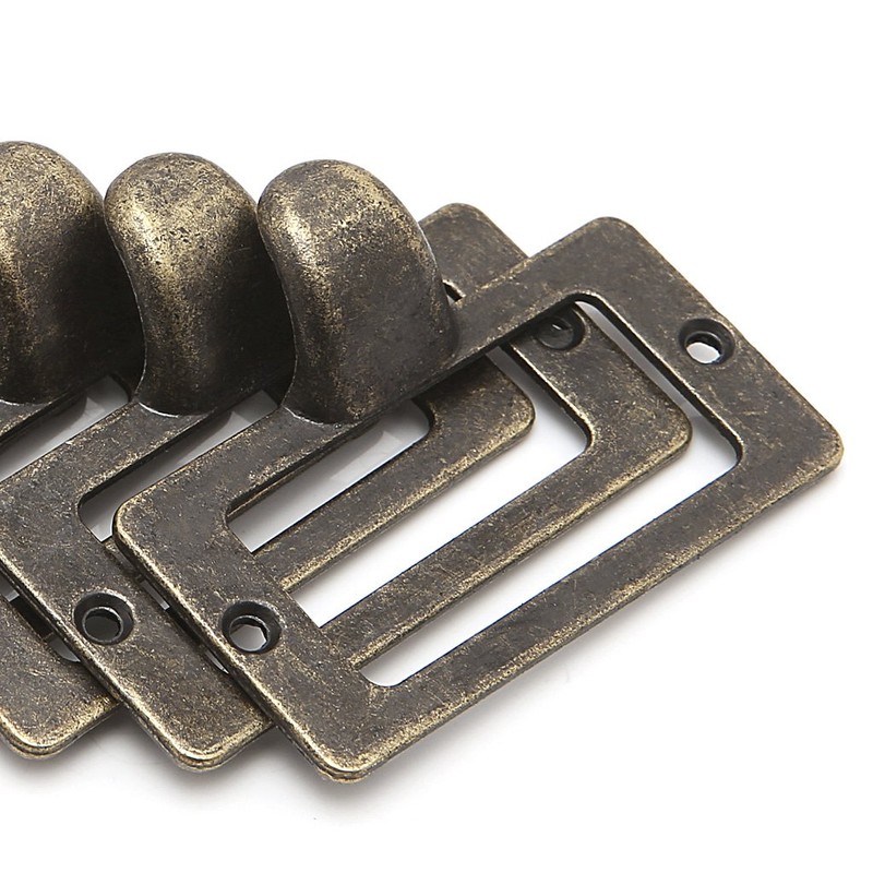 JUNESUN 6x Handle File Name Card Cabinet Label Holder Antique