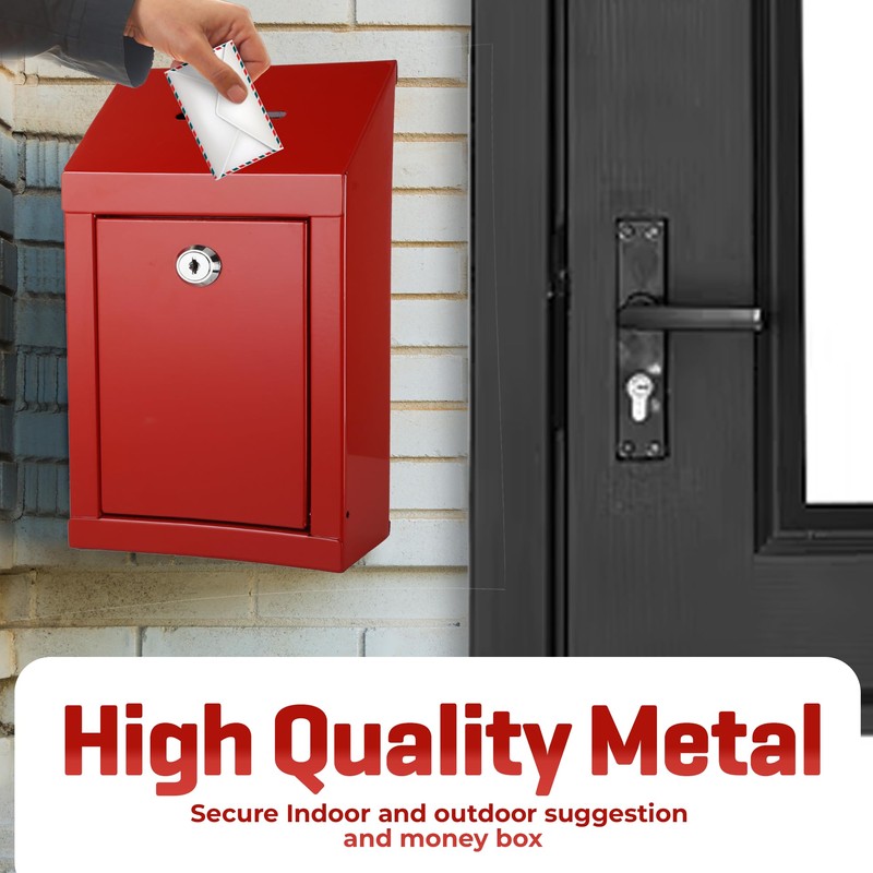 Metal Donation Box-Suggestion Box with Slot and lock-Cash Lock box