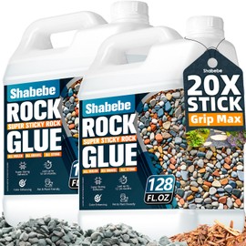 Shabebe Rock Glue for Landscaping – 2 Gallon Mulch Glue with Grip Max, Strong Adhesion& Max Coverage Gravel Binder for Rocks, Gravel & Pine Straw, Covers Up to 3X Area, Fast-Drying & Weather-Resistant