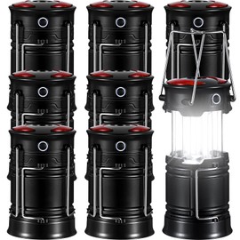 8 Pack Camping Lights and Lanterns Battery Powered Lanterns for Power Outages Lantern Flashlight Red Light and Magnet Base Collapsible Portable Waterproof Emergency Light for Hurricanes Outdoor Hiking