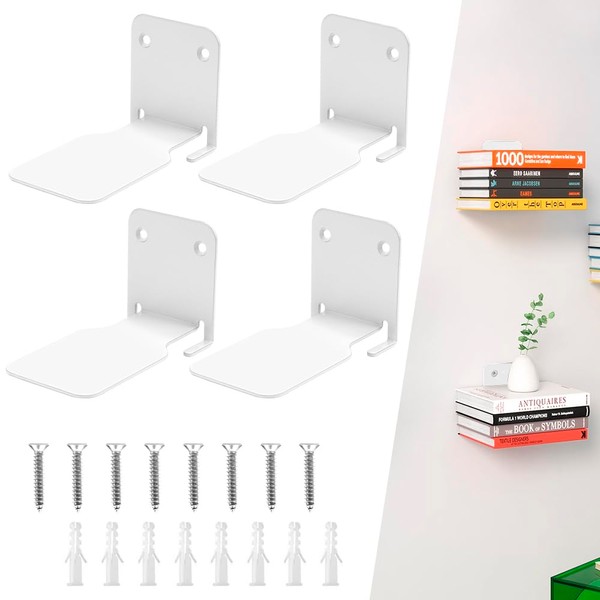MININUSI Pack of 4 Invisible Bookshelves, Wall Shelf, No Drilling,
