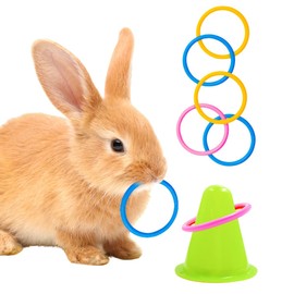 Rabbit Training Ring Toy, Rabbit Interactive Toy, Bunny Educational Toys with 5 Rings, Stacking Color Rings Random Color (Green)