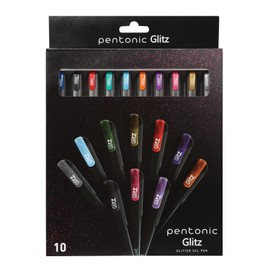 Pentonic Glitter Gel Pens, 10 Count, 10 Assorted Colors, 1.0 mm Bold Point, Smooth Writing For Journaling, Notetaking & Art Projects (1002365)