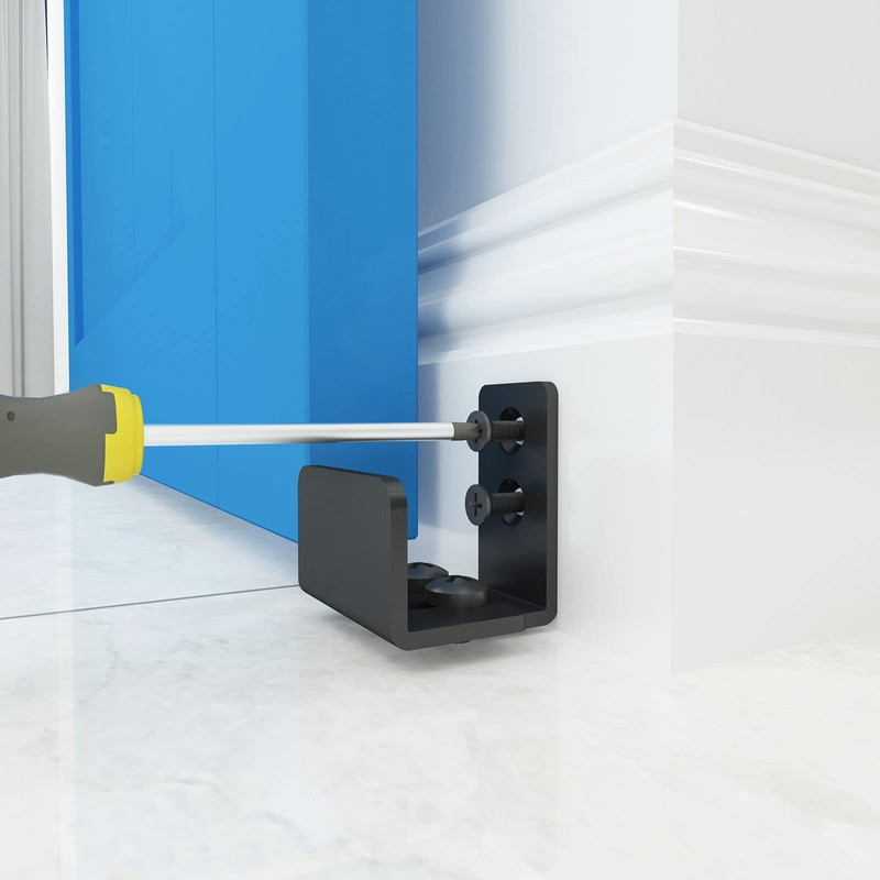 JUBEST Matte Black Floor Guide Wall Mount Sliding Barn Door