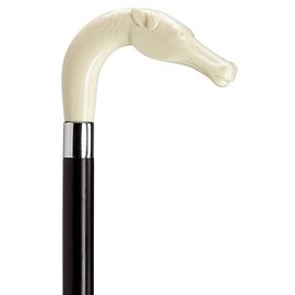 Walking Cane Horse Head L Shaped Handle Cane (Simulated Ivory)