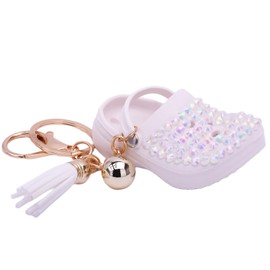 MPK DIY mini hole shoe keychain is a refreshing and summer getaway, making it a unique pendant keychain gift. (Whitediamond(A single shoe))