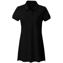 AjezMax Women's Knee-Length Cotton Midi Long Polo Shirt Ladies Polo Dress, black