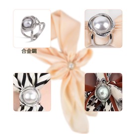 BA THRIVE Women's Scarf, 35.4 inches (90 cm) Square, Silk-like, 100% Large Size, Luxury Silk, Bag for Ornaments, Bandana, Gift Shawl Party Scarf Ring Set, 3 Sections