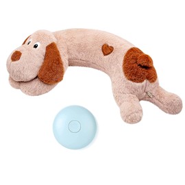WEOK Puppy Heartbeat Toy, Dog Heartbeat Toy for Separation Anxiety Relief, Puppy Toy with Heartbeat Stuffed Animal Anxiety Calming Behavioral Aid Plush Toy for Dogs Cats Pets (Brown +)