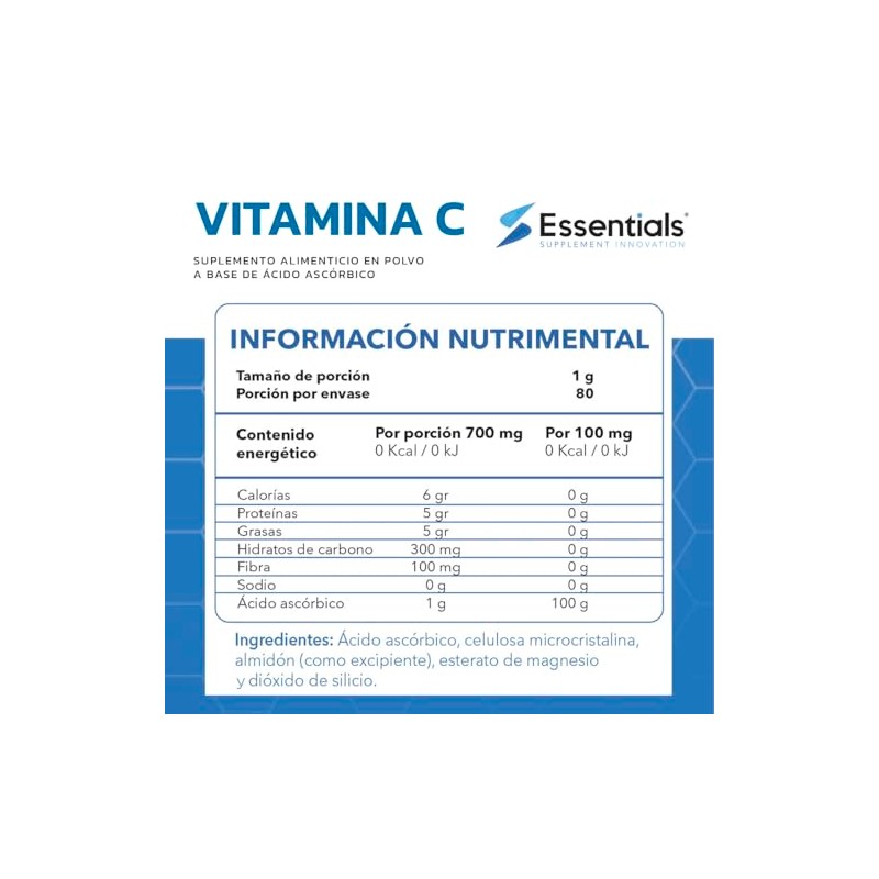 Vitamina C 1 g 80 porciones | Essentials Innovation |