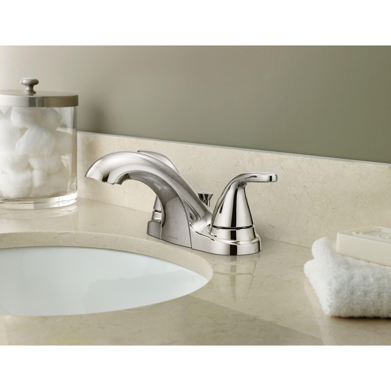 Moen 84603 Adler Chrome Two Handle Bathroom Faucet 4 in.