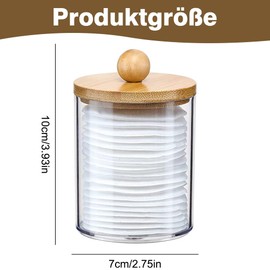 YZDZSW Cotton Buds Container, Pack of 3 Cotton Buds Holder, Acrylic Cotton Pads Storage, Cotton Pads Storage with Bamboo Lids for Dressing Table, Bathroom