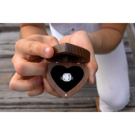 URBAN KRAFTS Engagement Ring Box for Proposal Pocket Size Walnut Wooden Heart Engraved (It Was Always You)
